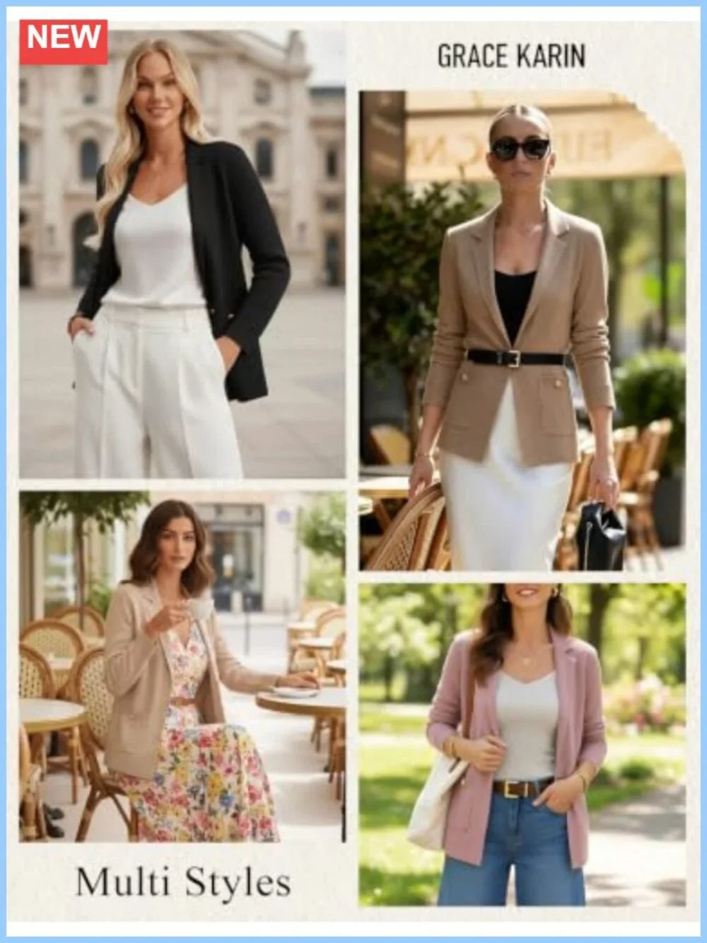 Womens Knit Blazer Long Sleeve Open Front Notch Lapel Business Casual Suit
